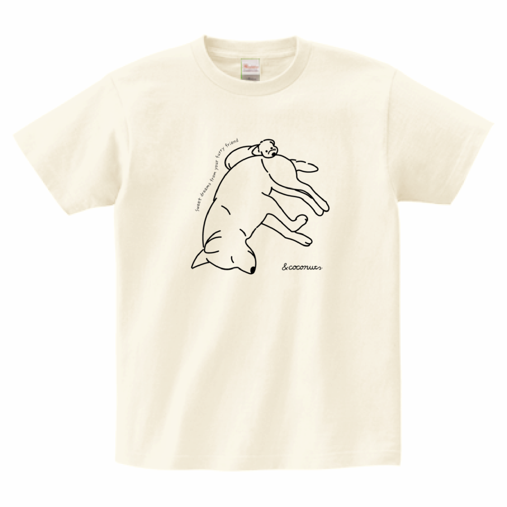 &coconuts 犬イラスト「おやすみ」Tシャツ ナチュラル 犬好き向けリラックスデザイン
