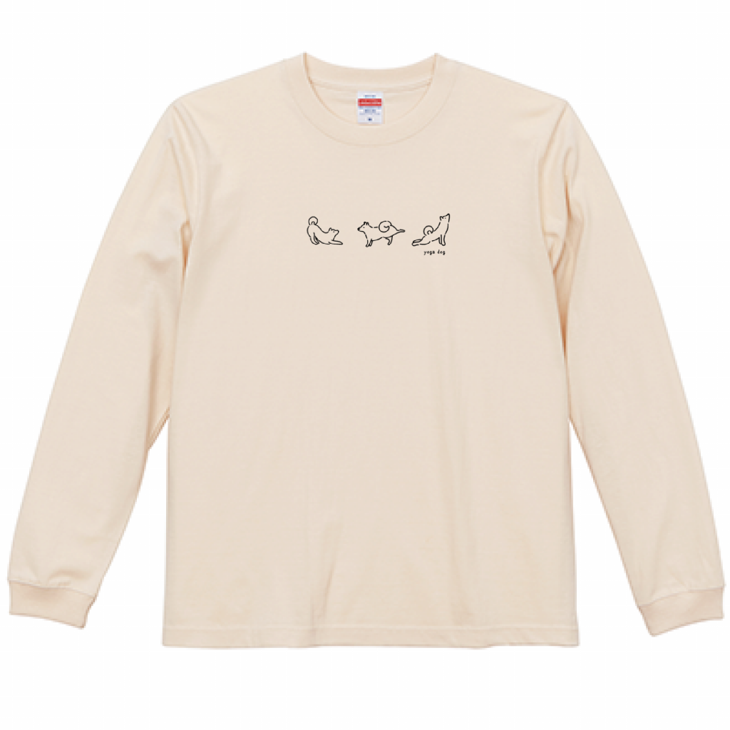 ヨガする犬が描かれたyoga dogTシャツ（アイボリー）