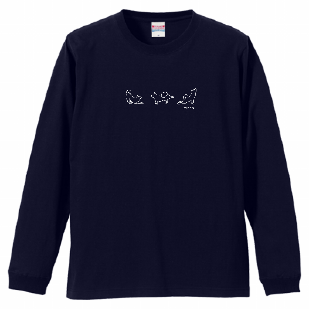 ヨガする犬が描かれたyoga dogTシャツ（ネイビー）