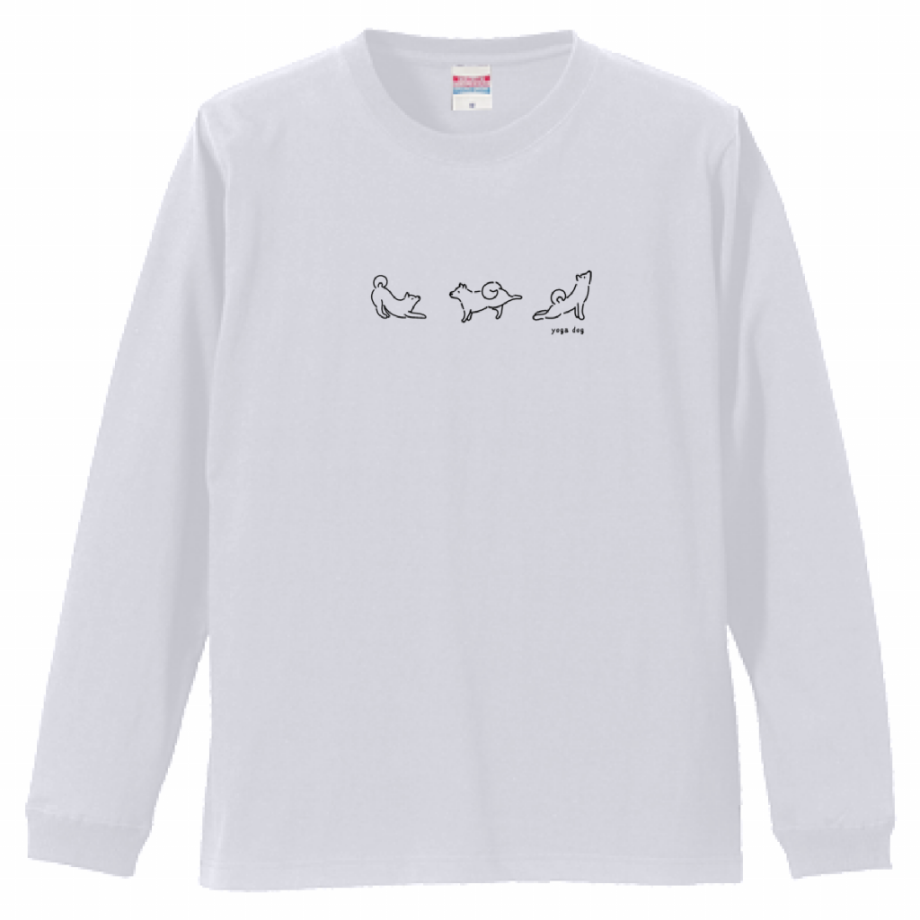 ヨガする犬が描かれたyoga dogTシャツ（ホワイト）